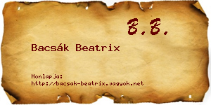 Bacsák Beatrix névjegykártya